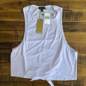 Alala lilac tie back crop work out tank